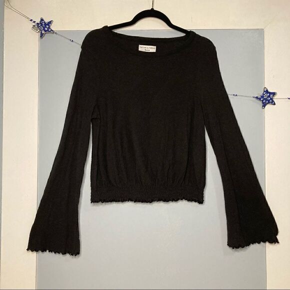 Madewell Texture & Thread Bell Sleeve Peasant Top Smocked Waist Women’s Small - Picture 6 of 8